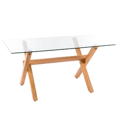 Mesa Comedor Escandinava Vidrio Pata Cruz