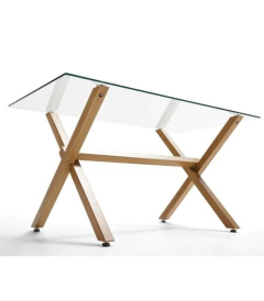 Mesa Comedor Escandinava Vidrio Pata Cruz - comprar online