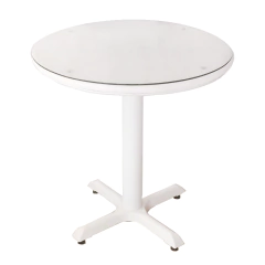 Mesa Para Exterior Redonda 70 Vidrio Pata Metal Blanca (ÚLTIMA UNIDAD)