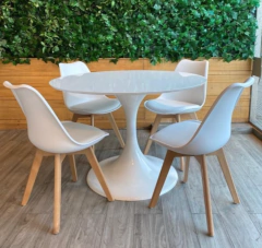 Mesa Tulip Blanca 90cm + 4 Sillas Tulip Blancas - comprar online