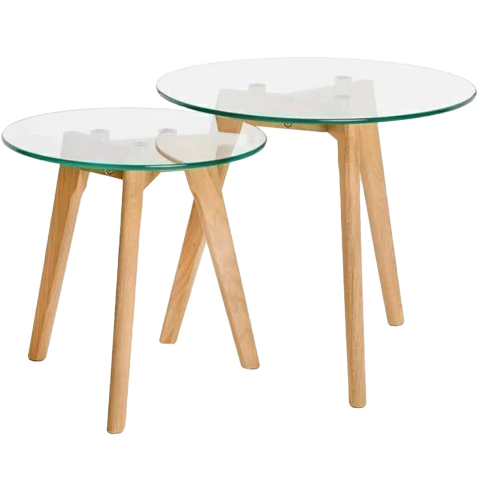 Set x2 Mesas Auxiliares Vidrio Escandinava - comprar online