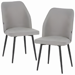 Set x2 Silla Murray Pana Gris Claro Pata Negra - comprar online