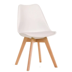 Silla Tulip Blanca Pata Madera Recta