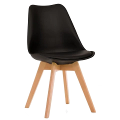 Silla Tulip Negra Pata Madera Recta