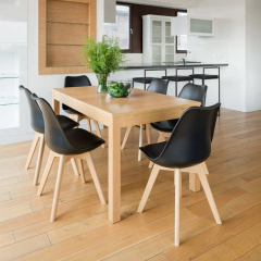 Silla Tulip Negra Pata Madera Recta - comprar online