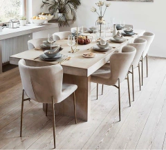 Silla Tirsa Pana Beige Pata Dorada - comprar online