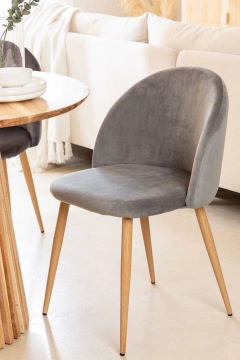 Set x2 Silla Traviata Pana Gris Claro Pata Símil Madera - comprar online