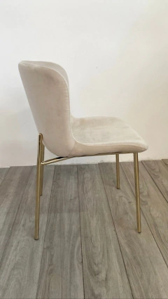 Silla Tirsa Pana Beige Pata Dorada - tienda online