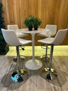 Set x2 Banqueta Bolonia Eco Cuero Regulable Blanca - comprar online