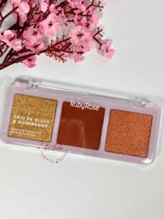 TRIO DE BLUSH, ILUMINADOR E CONTORNO RUBY ROSE MODELO HL90