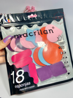 KIT COM 18 ESPONJAS PARA MAQUIAGEM MACRILAN