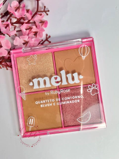 QUARTETO DE BLUSH, ILUMINADOR E CONTORNO MELU BY RUBY ROSE