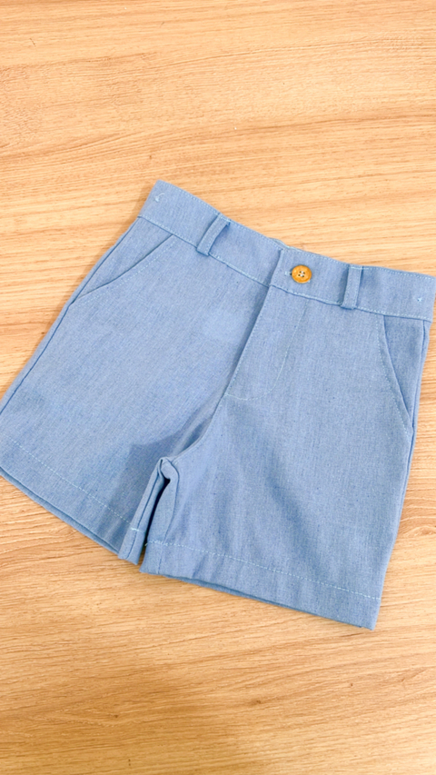 Bermuda Azul Bebê Linho - comprar online