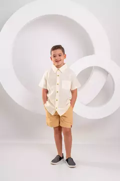 Camisa Social Listrada Amarelo Manteiga na internet