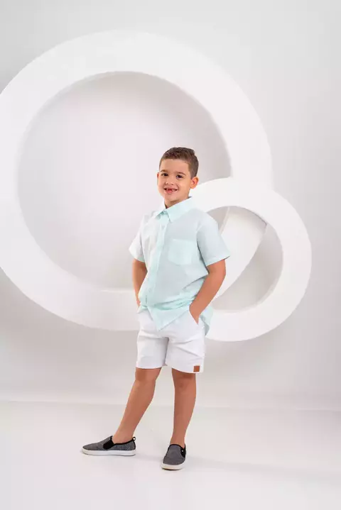 Camisa Social Listrada Verde Bebê - comprar online