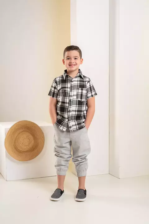 Camisa Xadrez Preta / Branca