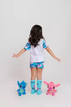 Pijama Manga Curta Stitch na internet