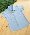 Camisa Tradicional Azul Bebê Linho Premium