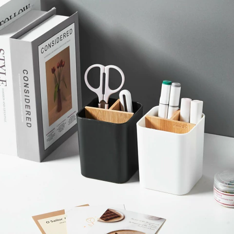 ORGANIZADOR PALSTICO Y BAMBOO 4 DIVISIONES NEGRO 5029