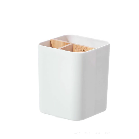 ORGANIZADOR PLASTICO Y BAMBOO 4 DIVISIONES BLANCO