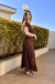 Conjunto Blusa e Saia Midi em Linha Marrom - Mel - loja online