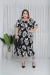 Vestido Midi Plus Size Ciganinha Ombro a Ombro Preto Folhas - Aline na internet