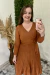 Vestido Tricô Modal Midi Plissado Caramelo - Rayssa na internet