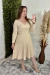 Vestido Tricô Modal Midi Plissado Nude - Rayssa - BELLA AMORA