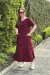 Vestido Maxi Midi Plus Size Pespontado Vinho - Josiane - loja online