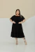 Vestido Midi Plus Size Ciganinha Ombro a Ombro Preto - Aline - BELLA AMORA