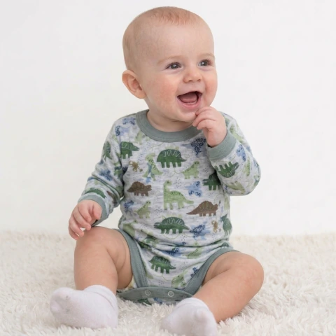 BODY DINOS NARANJO ML GRIS