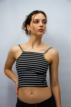 Top Escote Recto Rayado - tienda online