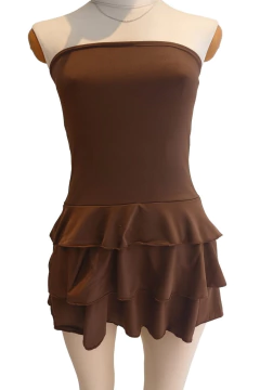 Vestido strapless volado - comprar online