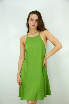 Vestido Fibrana Escote Recto