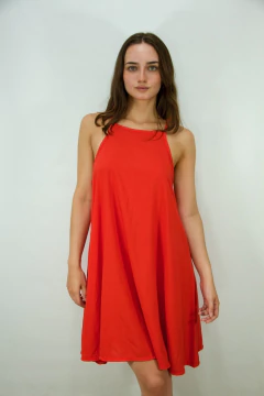 Vestido Fibrana Escote Recto - tienda online