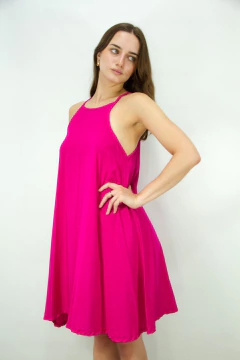 Vestido Fibrana Escote Recto