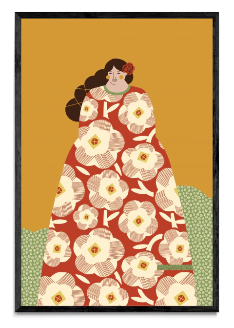 Mujer con Kimono Rojo