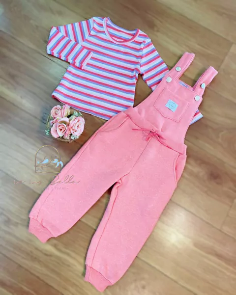Conjunto jardineira moletom e blusa manga longa infantil feminino Nina Go! 2.231.059❤️