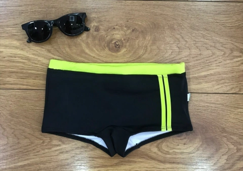 Sunga Preta com Listra Verde limão Infantil- Cecí