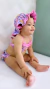 Biquíni Infantil Baby Coroa Rosa/Chapéu- Cecí