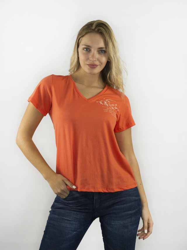 Remera escote v estampada