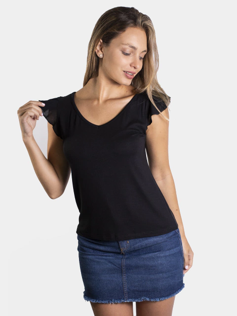 MUSCULOSA ESCOTE V CON VOLADOS
