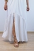 Vestido Feminino Longo Decote Franzido Com Fenda Frontal - comprar online