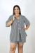 Conjunto Feminino Short e Camisa Com Bolso Listrado na internet