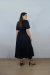 Vestido Feminino Midi Decote Coração Manga Curta - comprar online