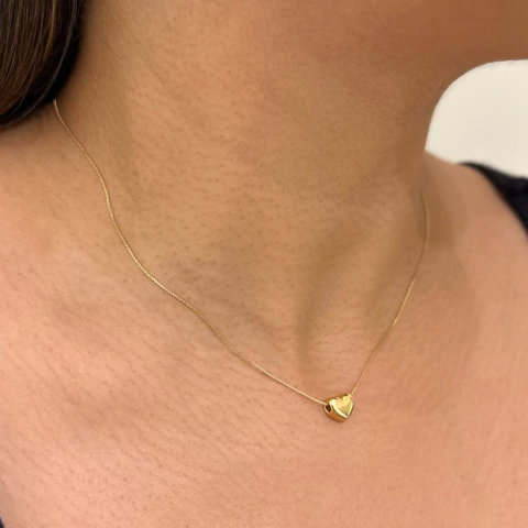 COLAR CORAÇÃO LISO DOURADO - comprar online