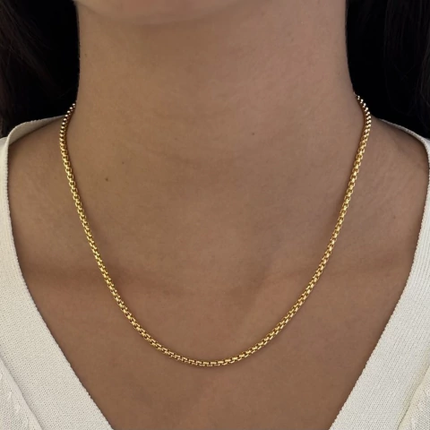 COLAR CHOKER MALHA ROLIÇA 2MM DOURADO - comprar online