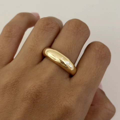 ANEL LISO ARREDONDADO DOURADO - comprar online