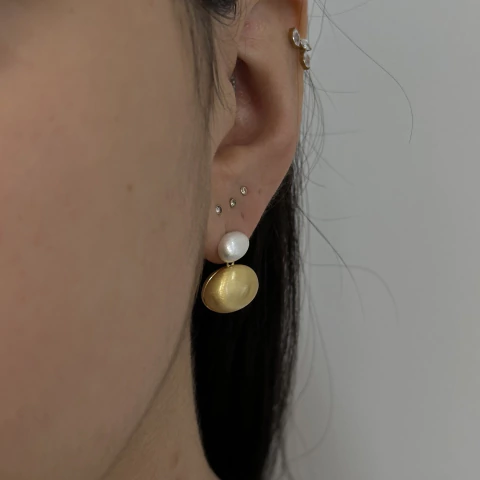 BRINCO OVAL DUPLO ESCOVADO BICOLOR - comprar online