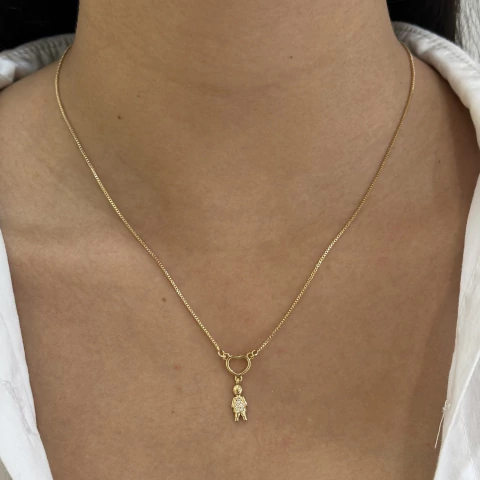 COLAR CORAÇÃO LISO VAZADO COM MENINO CRAVEJADO DOURADO - comprar online